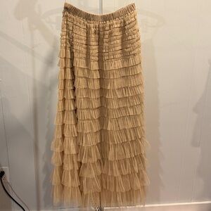 Elegant Tan Tiered Skirt